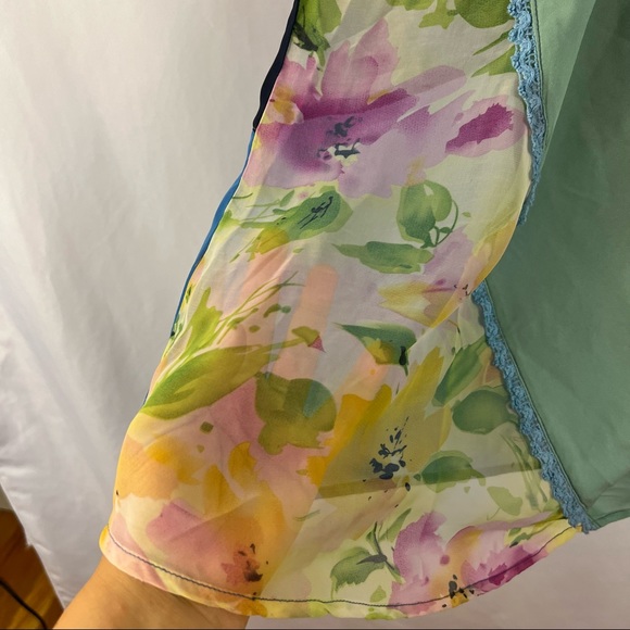 SHOP THERAPY Top Tunic Colorful Sheer Women's Size S/M Hippie Boho Festival - Picture 3 of 5